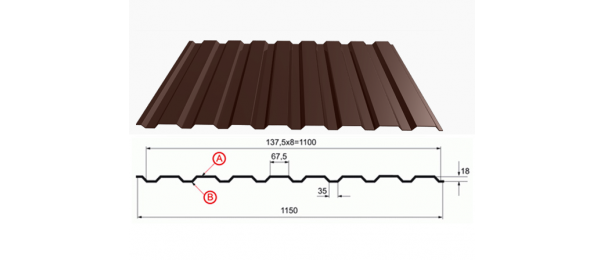 Профнастил коричневый оцинкованный  RAL 8017 С-20 купить недорого в Рузе
