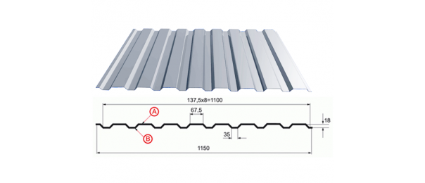 Профнастил оцинкованный С-20 1100x2500 купить недорого в Рузе
